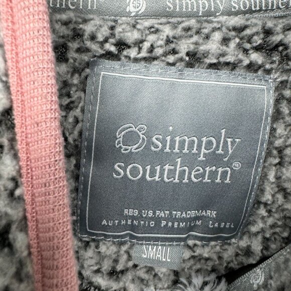 Simply Southern Sherpa Fleece Pullover Gray White Button Front Women’s Small - Picture 8 of 13
